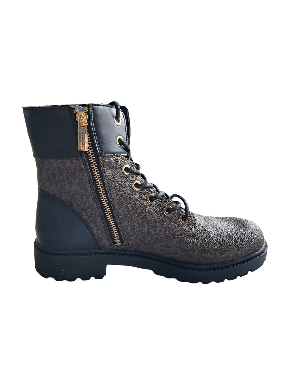 Michael Kors Alistair Bootie Combat Boots Women's Size 9M Black Brown New - Picture 3 of 11